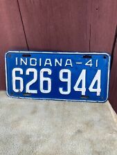 Indiana WWll 1941 License Plate Blue White Letters Numbers 626944 picture