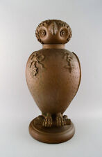 Large Danish Skotterup owl with removable head of glazed earthenware. picture