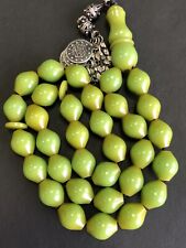 Antique Miscky Apple Green  Amber bakelite islamic  prayer 33 beads 53 Grams R33 picture