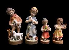 Vintage Wooden Dolfi Italy Hand Painted Figures Lot Of 4 Heather, Matthew, Etc picture