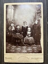 Antique 1890'S CABINET CARD Photograph Kids Mourning Death Family Boys Girls picture