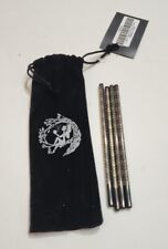 FAIRYLOOT METAL STRAWS GOTHIC SKULLS BLACK SILVER WITH CLEANER POUCH AUGUST 2023 picture