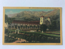 Vtg CA Postcard Santa Barbara's Beautiful Mission Grounds Lush Gardens Mountains picture