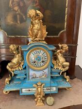 19th century antique french spelter cupid clock sevres paintd porcelain service picture