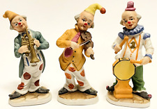 3 Collectible Circus Musician Clown Figurines by UCGC Made In Korea Vintage 80s picture