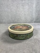 Round Tin Sleeping Fawn Deer in forest signed 10