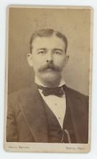 Antique CDV Circa 1870s Handsome Dashing Man With Mustache Barrett Natick, MA picture