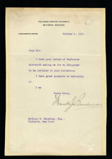 Frank Johnson Goodnow signed letter dated 1914 President of Johns Hopkins Univ picture