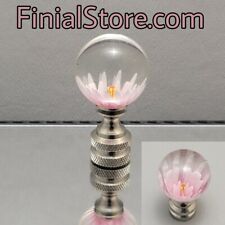 Lilac Flower Infused Glass Lamp Finial Nickel/Polished/Antique Brass Bases picture