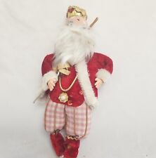 Vintage Stuffed King Doll Ornament Sequin Velvet Gingham Styrofoam Head Prince picture