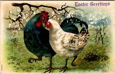 Easter Greetings Postcard Two Chickens Taking a Loving Walk Together picture