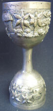 1800 / 1900s Indian Burmese Silver Tall Double Jigger Repousee Village Scenes picture