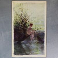 Mermaid Nymph Nude witch. Night Moon. Water demon. Antique postcard 1909s🌙 picture