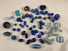 78 Mix Pre / Post Early 1900’s HandBlown Blue Glass Beads Cobalt Rare Collection picture