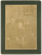 Antique Circa 1880s Large Cabinet Card Family of Four in Livingroom 6.38X8.38 in picture