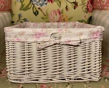Rachel Ashwell Simply Shabby Chic Floral Lined Wicker Storage Basket LARGE 12x12 picture