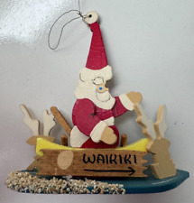 Vintage EMGEE WAIKIKI BOUND Ornament Santa in Outrigger Canoe Made in Hawaii picture