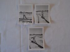 (SET OF 3) Vintage 1956 Photos Man or Boy Shooting Rifle on Railroad Track picture