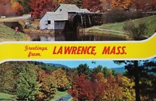 Old Mill Autumn Drive Greetings Lawrence MA Postcard picture