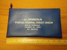 Vintage Bank Deposit Zipper Merchant Money Bag Pouch Blue Vinyl Phoenix Arizona picture