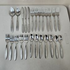 25 Pc Lot, Cambridge Stainless Frosted Handles CRESCENT: Knives, Forks, Spoons picture