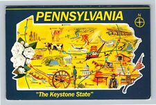 Map PA, Keystone State Original 13 Colonies, Pennsylvania Vintage Postcard picture