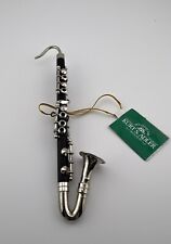 Kurt S. Alder Silver Toned Black Bass Clarinet Instrument Holiday Ornament. picture