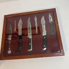 6pc Bowie Knife Set In Wooden Display Case picture