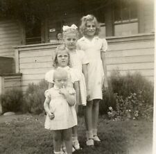 Q697 Original Vintage Photo FOUR GIRLS FRONT YARD c 1940's picture
