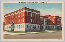 Linen~Richland County Court House Front View~Columbia South Carolina~Vintage PC picture