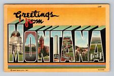 MT-Montana, LARGE LETTER Greetings, Antique, Vintage c1956 Souvenir Postcard picture