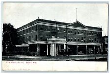 1907 Hotel Hilton & Restaurant Building Horse Carriage Beloit Wisconsin Postcard picture