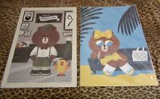 Lot of 2 Large Posters LINE FRIENDS (Yellow Dress Choco / Barber Brown) Cool picture