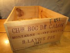 Vintage Wood Wine Box Chateau Roc De Calon 1981 French Crate Montagne St Emilion picture