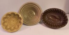 3 Antique Primitive Stoneware Small Jelly Molds, Great Display picture