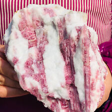 3.34LB Natural pink tourmaline quartz crystal rough mineral specimens healing picture