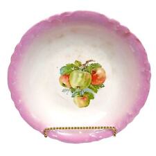 Antique Scalloped Edge Deep German Serving Bowl with Apples Pears 9.5