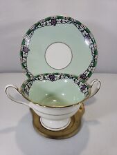 Art Deco Shelley bone china double handled tea cup and saucer green grapes  picture