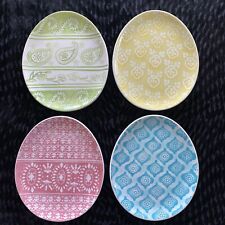 Set of 4 Pottery Barn Easter Egg Plates ~ Pastel Colors New without box picture