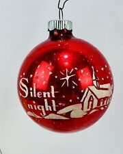 Vintage Shiny Brite Glass Christmas Ornament Silent Night Church Red Stencil 3” picture