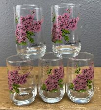 Set of 5 1950s Brockway Flower of the Month 5” Glass Larkspur July picture