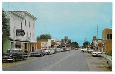 Three Lakes Wis~Street Scene Bars Bldgs Cars~Souvenir Postcard~Written 1966 picture