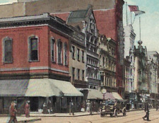 C.1915 Harrisburg PA Market Street Busy Stores Car Advertising Vintage Postcard picture