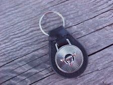 FORD RANCHERO LEATHER KEY FOB NOS CUSTOM-MADE BRILLIANT SILVER CHROME QUALITY picture