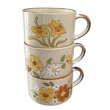 Vintage Stoneware Assorted Soup Coffee Mugs Stonecrest 307, 308 & 305 Floral picture