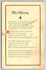 c1910s My Offering Poem Poetry Antique Postcard picture