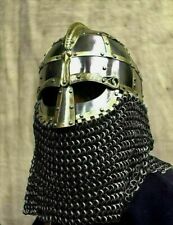14GA SCA Vendel Medieval Viking Helmet Knight With Chainmail Helmet Viking Brass picture
