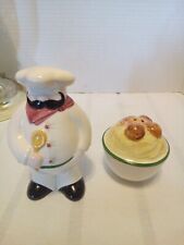 Vintage Italian Chef & Pasta Bowl w Meatballs Salt and Pepper Shakers Set picture