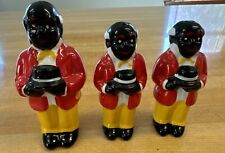 Antique Black Men Salt And Pepper Shakers And Toothpick Holder picture