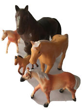 Vintage plastic horse lot of 5 Draft Clydesdale With Saddle picture